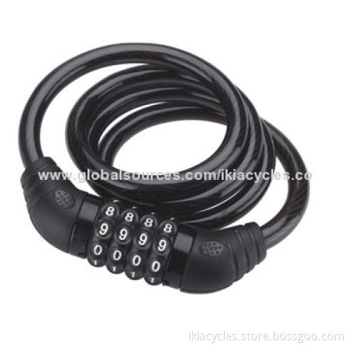 Bike steel wire lock with four password, 8*1000mm/10*1000mm/12*1000mm/10*1200mm/12*1200mm/15*1200mm